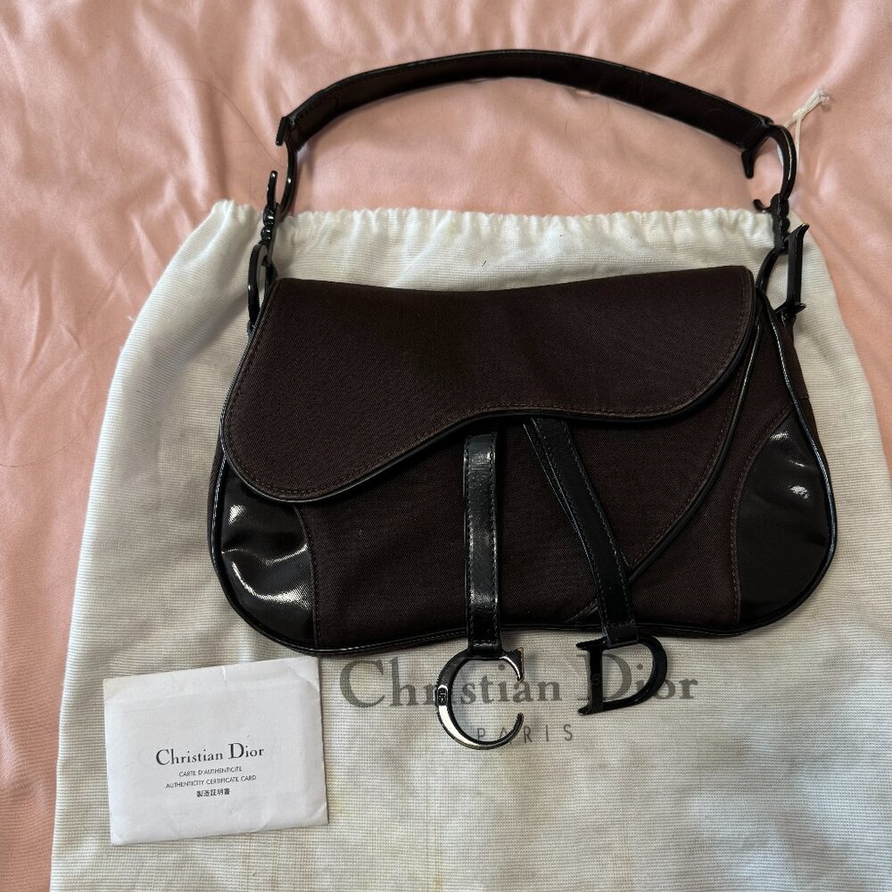 Dior Double Saddle Shoulder Bag (Brown)